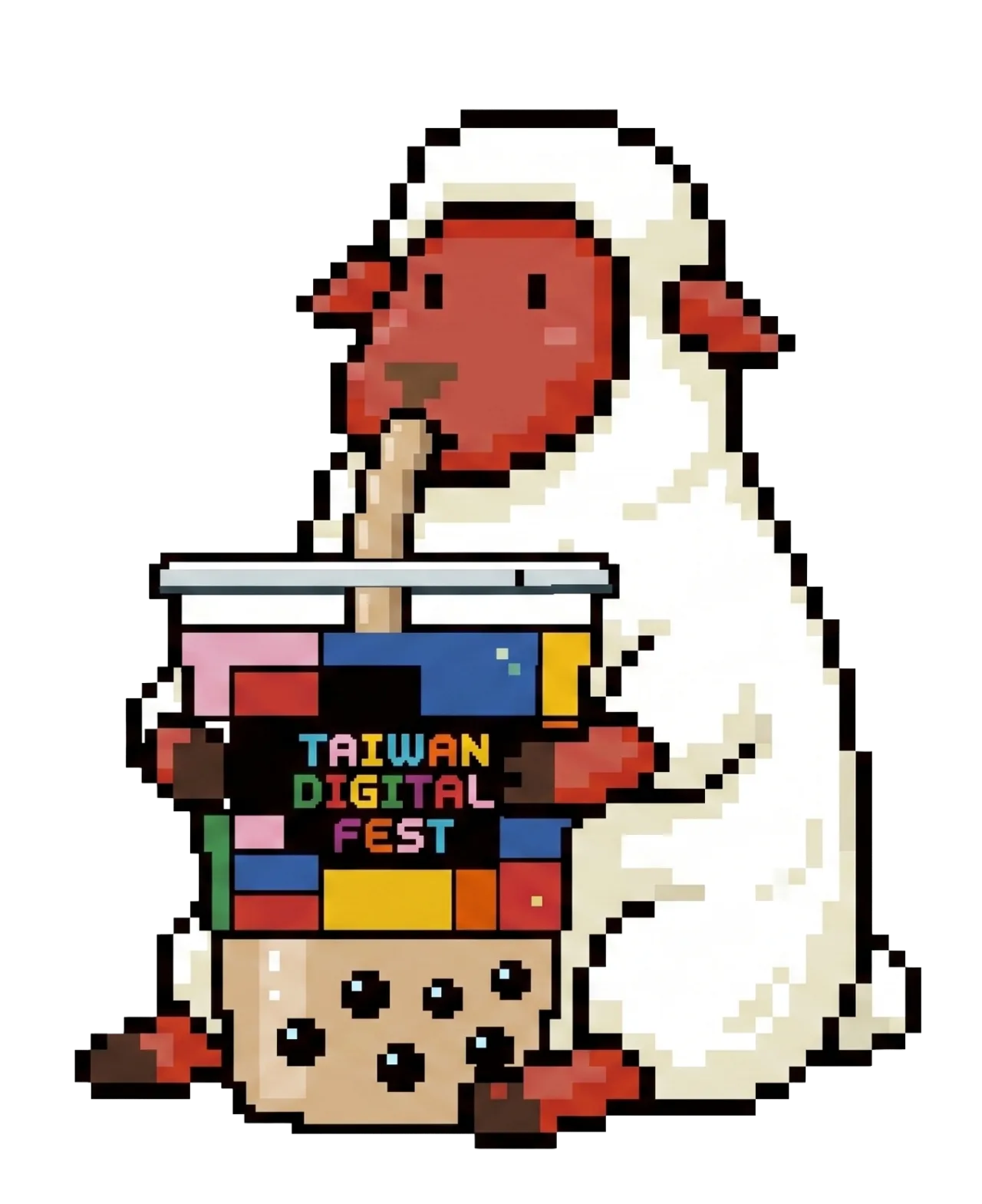 Pixel sheep with bubble tea
